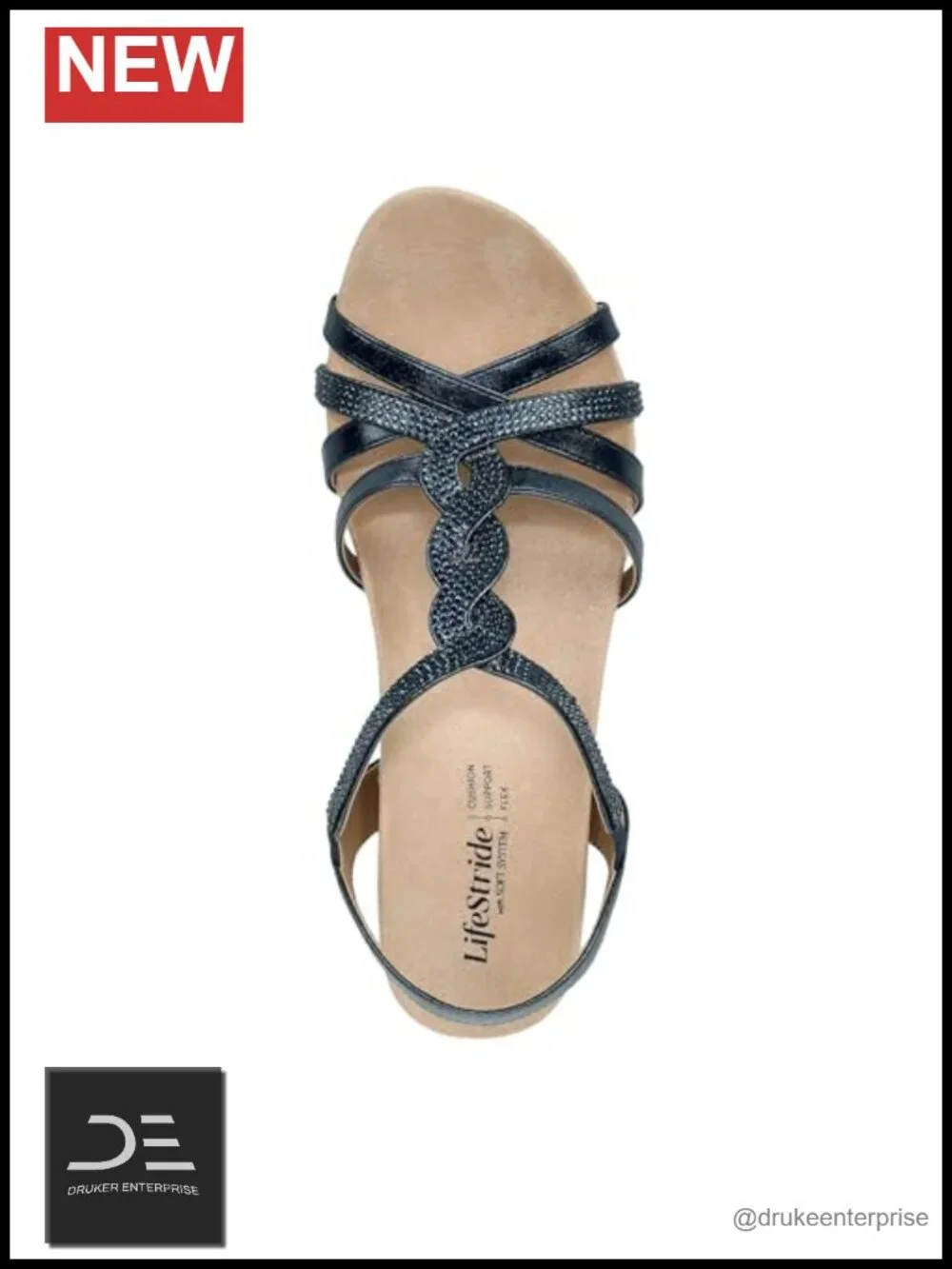 Wedge Sandals for Women Rhinestone Strappy Slip-On Heels Comfortable
